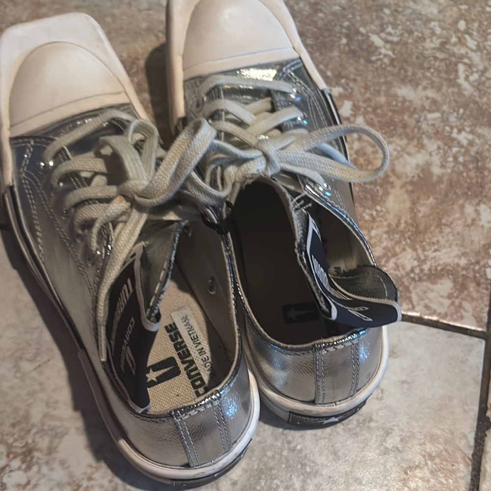 Converse Metallic Silver Square Toe Sneakers - image 2